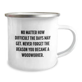 Woodworker's Inspirational Camping Mug Gifts from Friends, Family, or Coworkers for Woodworker's Birthday, Funny Quote Inside - 12 oz Stainless Steel with Enamel Finish - Image 2